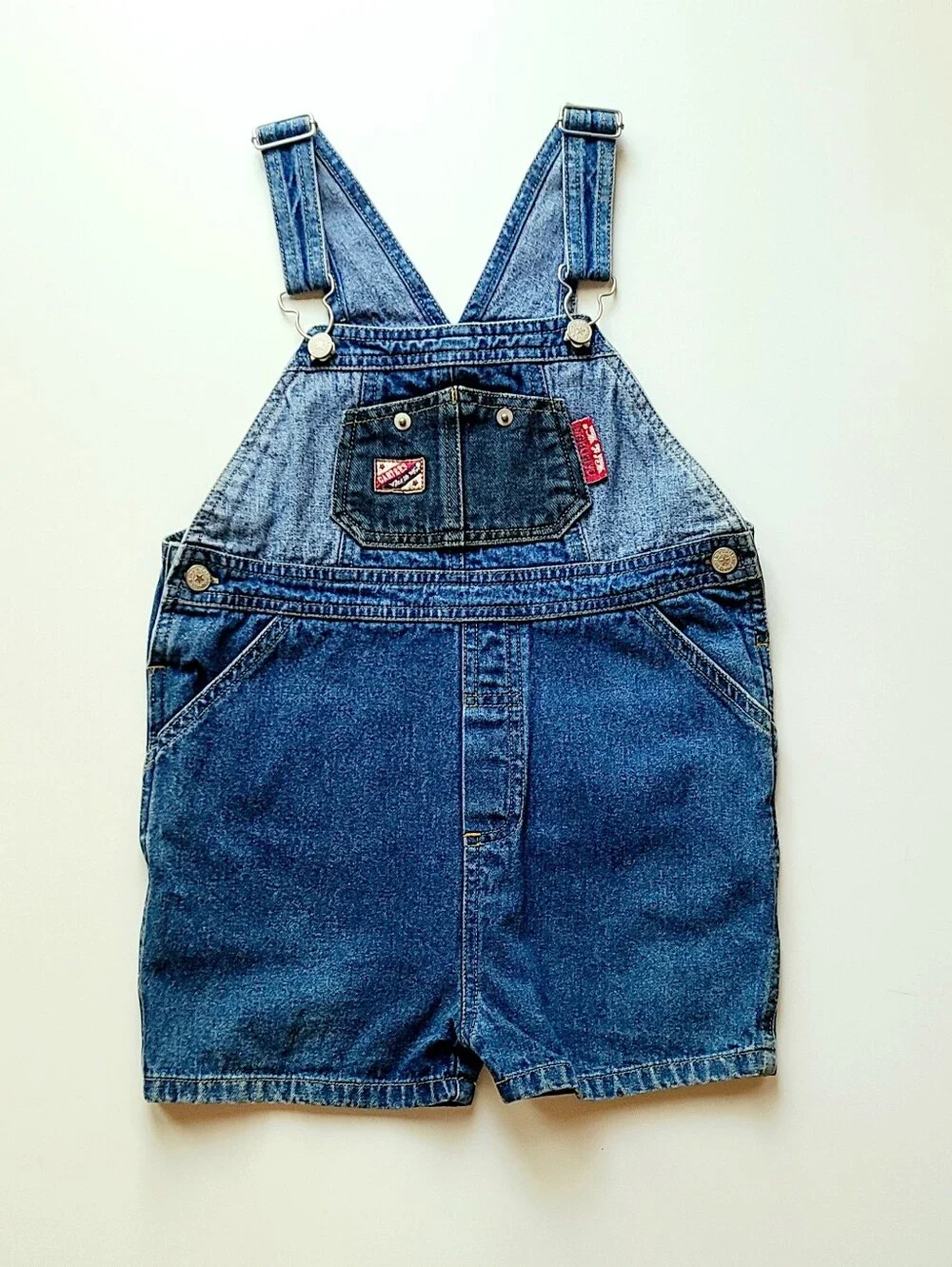 *Vintage* 90s Carter's Watch The Wear Denim Jean Bibs Boys Size 4T